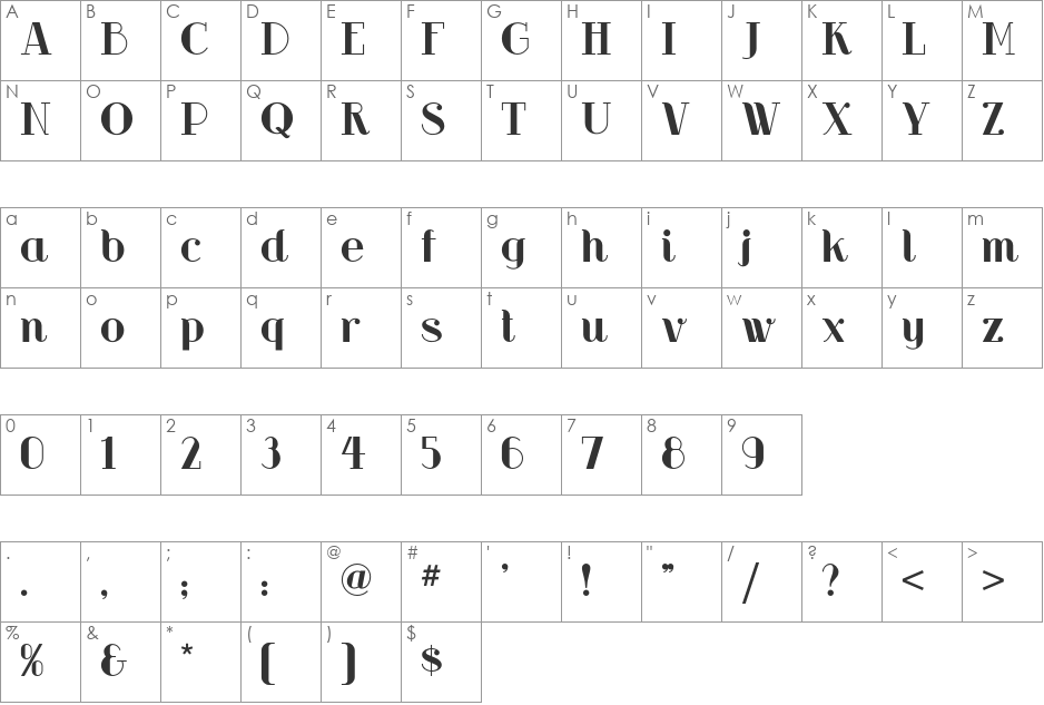 Riot Squad NF font character map preview