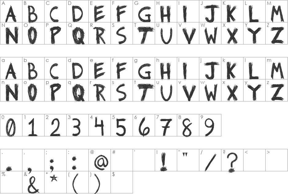 RIOT! font character map preview