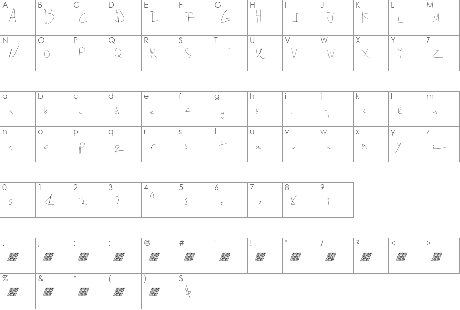 RipeDusk font character map preview