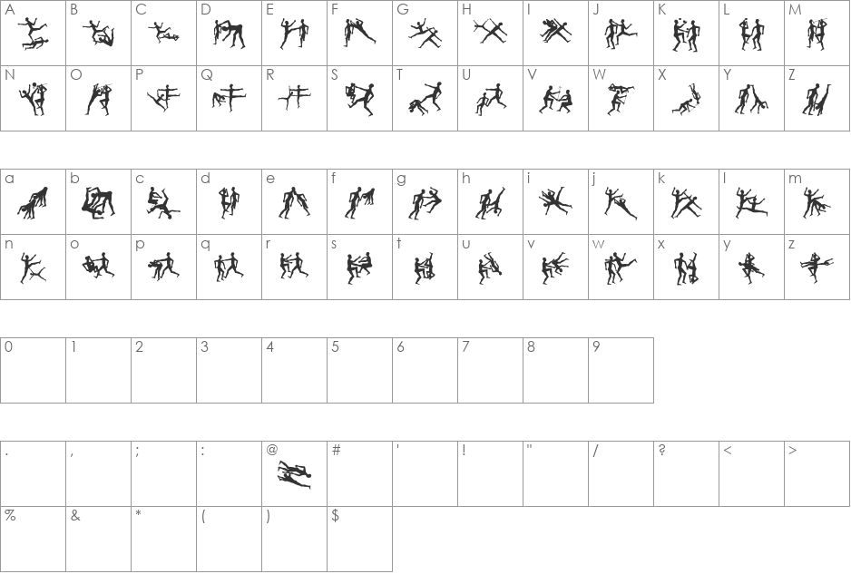 BalletliAbsurdo font character map preview