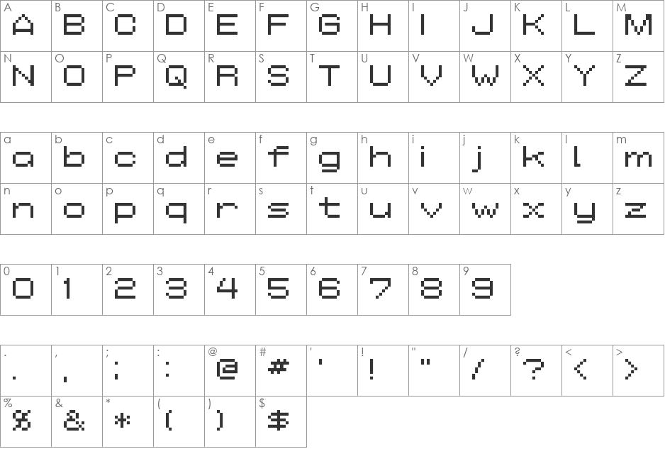 AddWBitmap09 font character map preview