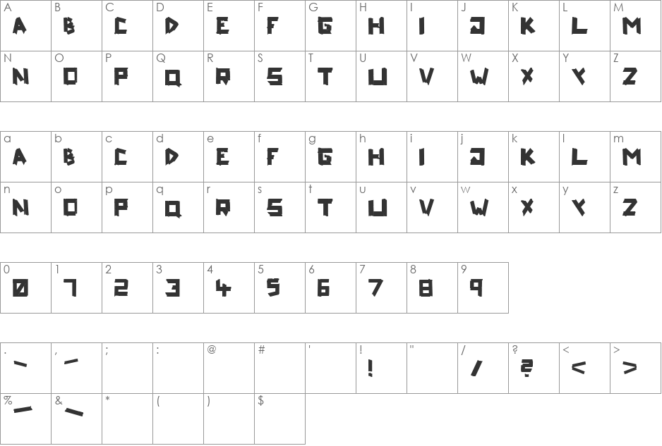 ripTAPE font character map preview