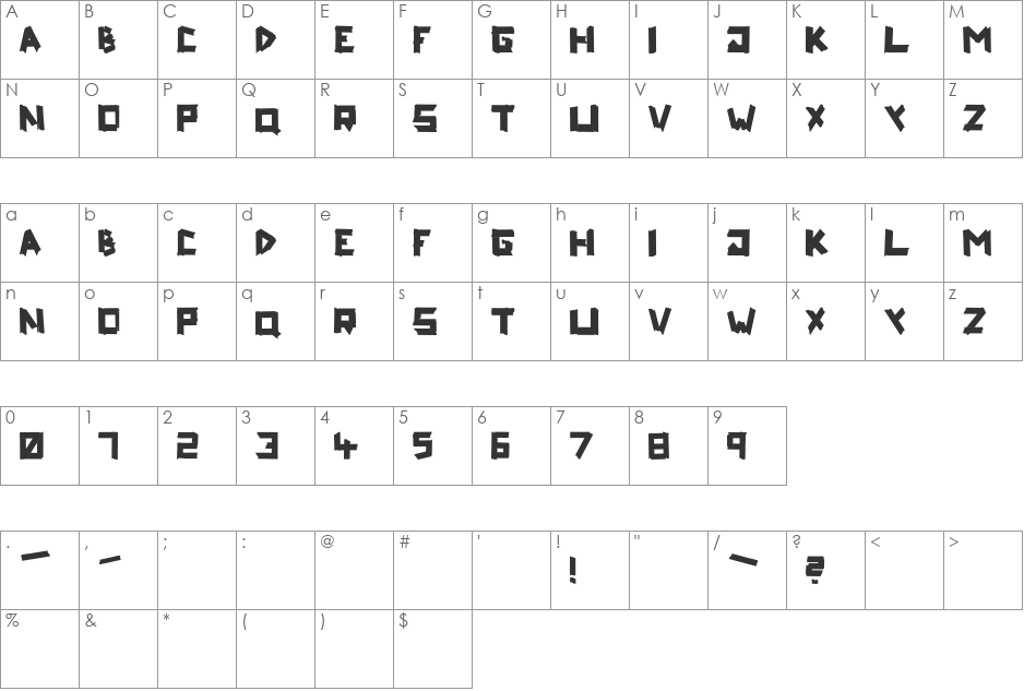 ripTAPE font character map preview