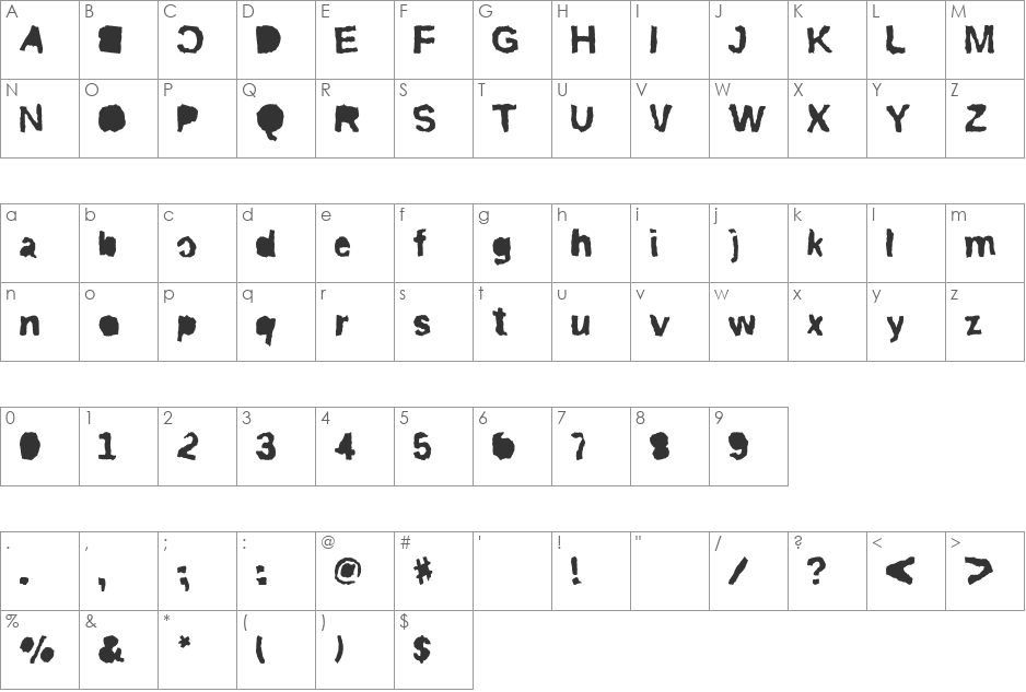 ripTRASH font character map preview
