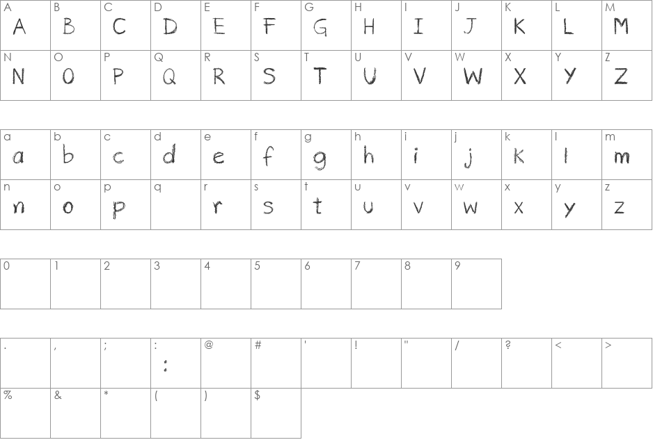 risco rabisco font character map preview