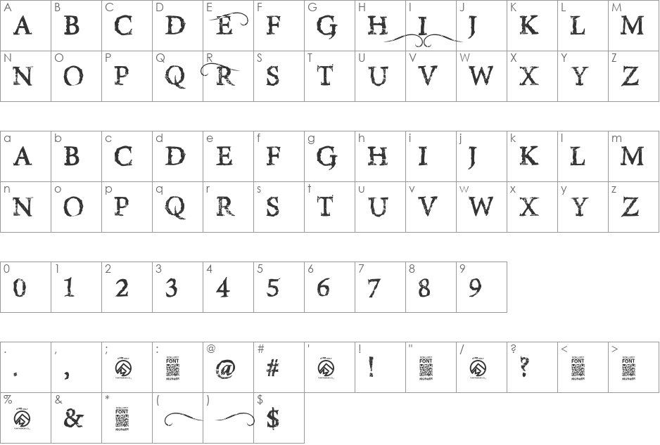 Rise InsidE font character map preview