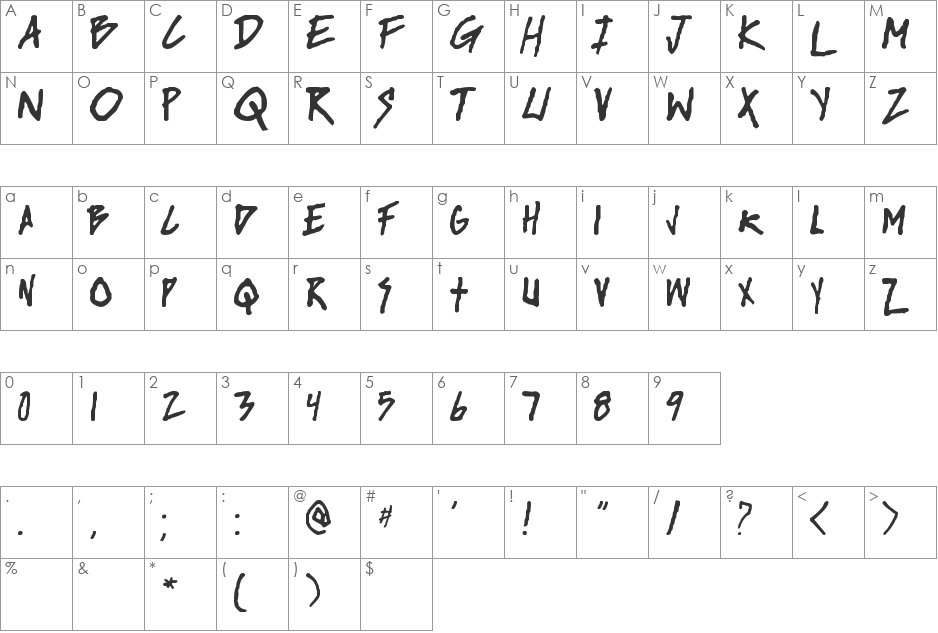 rise up font character map preview