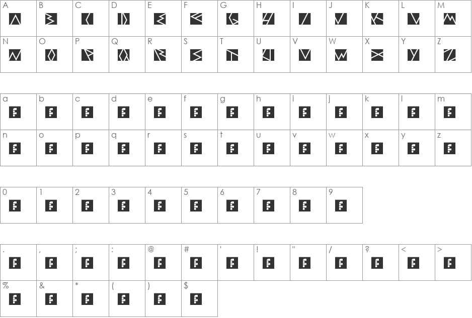 Riss font character map preview