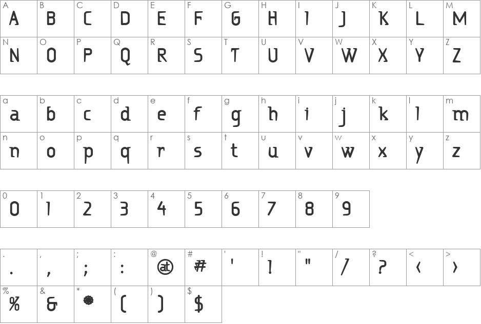 Ritalin ExtraBold font character map preview