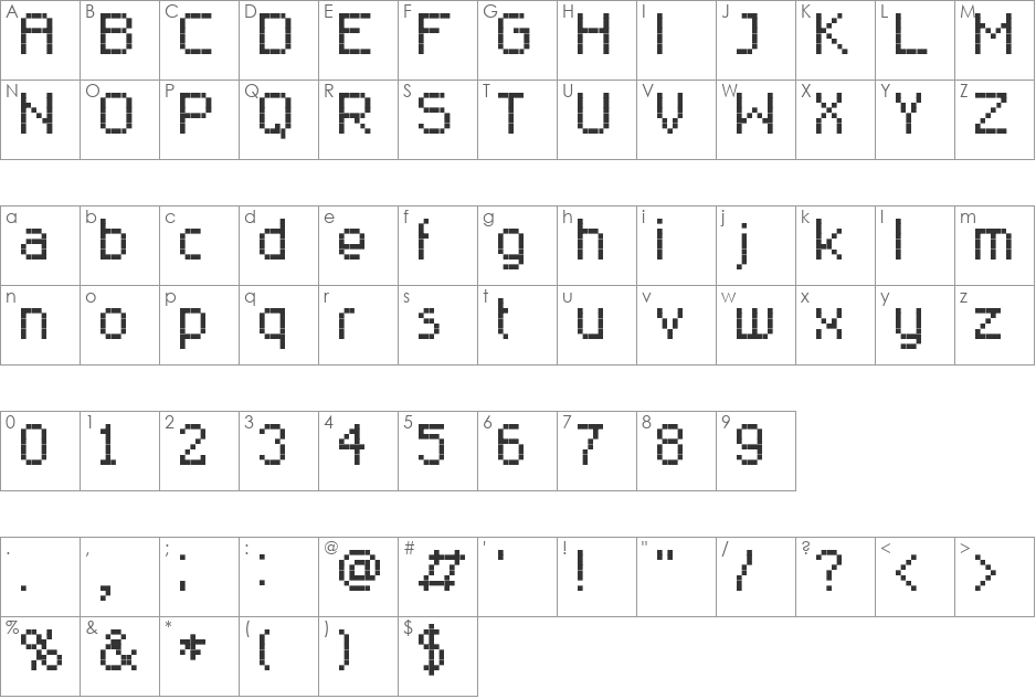 RittswoodClassic_8 font character map preview