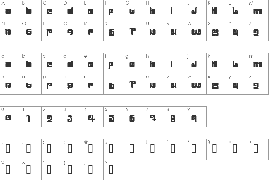 BALLOM font character map preview