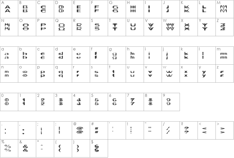 Ritual Three font character map preview