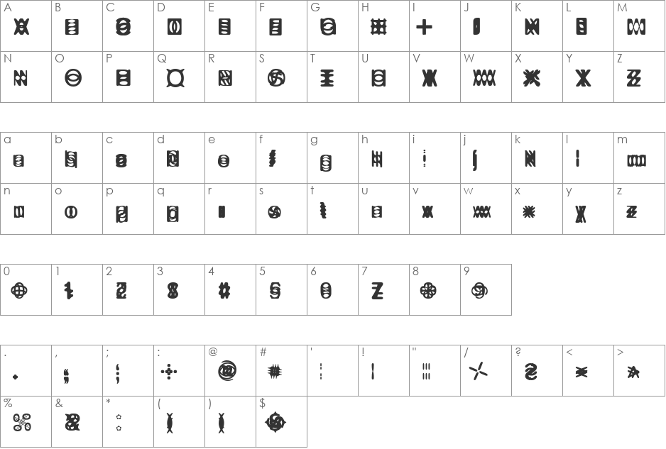 Ritual Two font character map preview