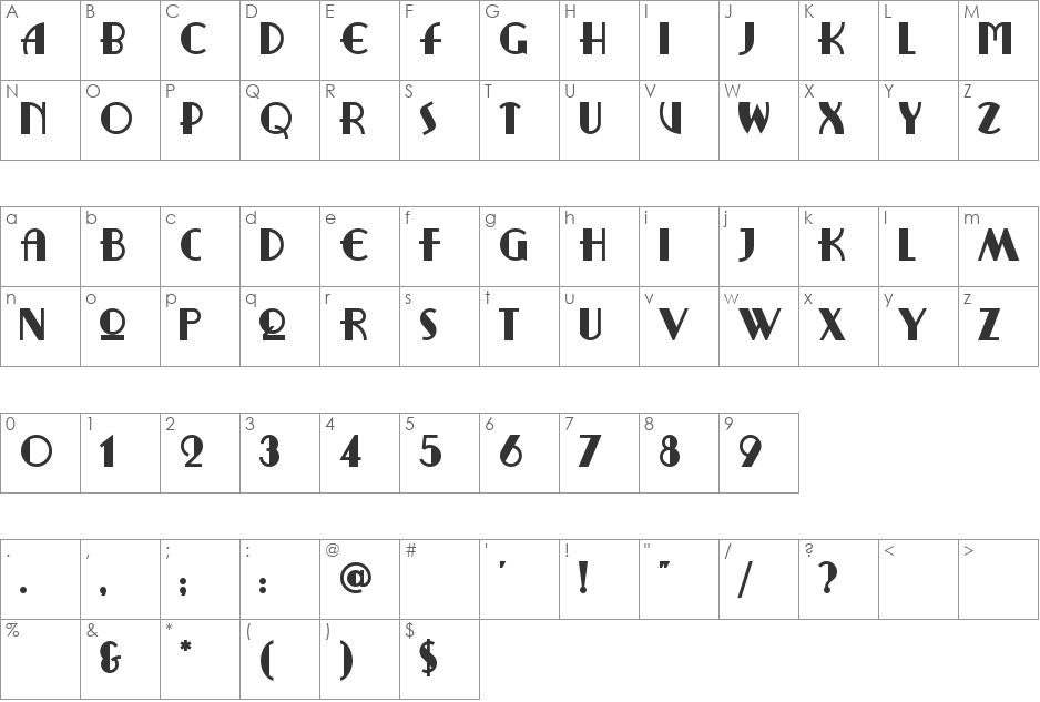 RitzyRemix font character map preview
