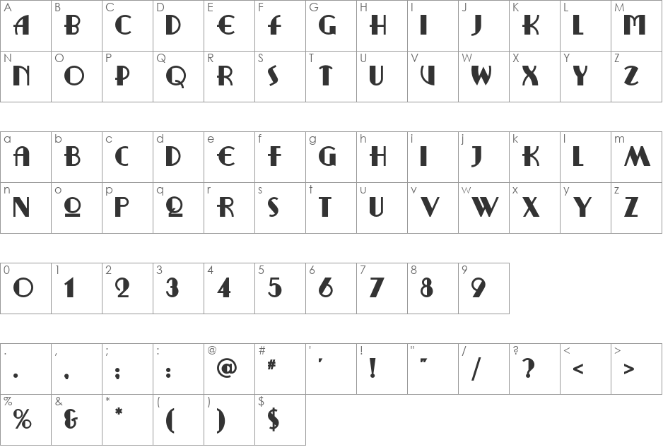 RitzyRemixNF font character map preview