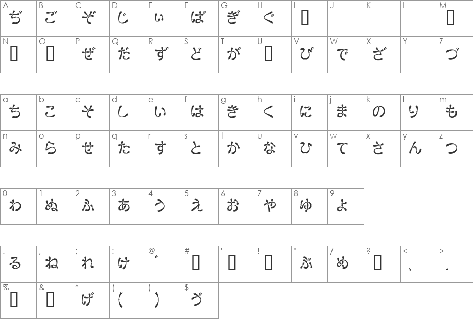 Ballon HKF font character map preview