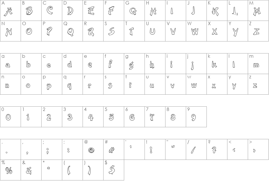 Rival font character map preview