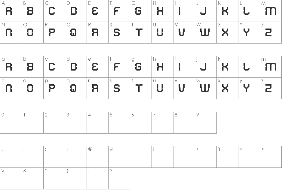 Rixon font character map preview