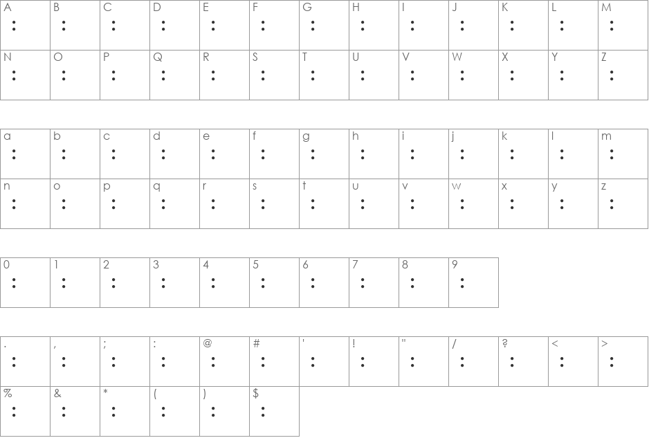 RK Meroitic (Hieroglyphics) font character map preview