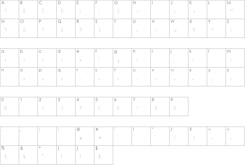 RM DECOmid font character map preview