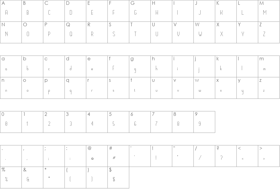 RM Middy   font character map preview
