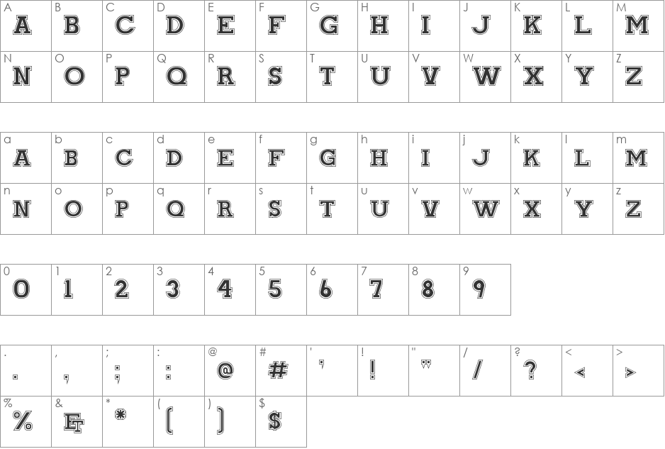RM Narrowboat font character map preview