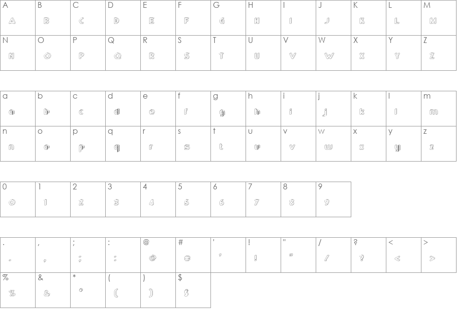 RM Playtime 3D font character map preview