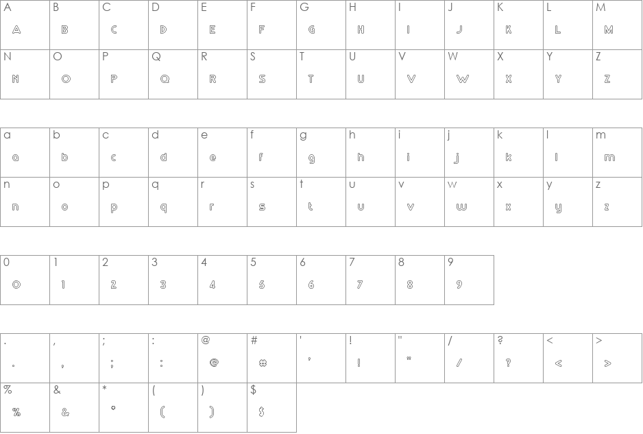 RM Playtime medium font character map preview