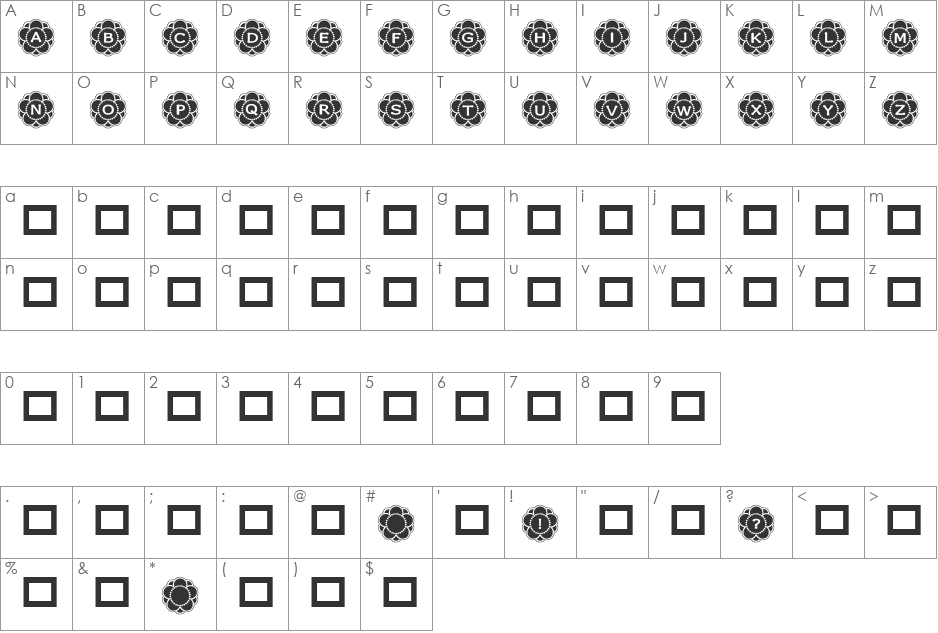 RMCalli3 font character map preview