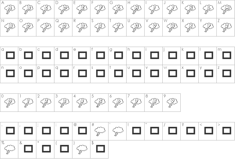 RMCloud font character map preview