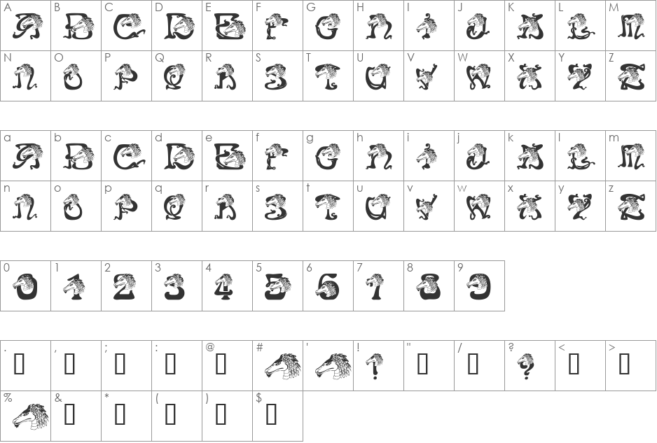 RMDragon font character map preview