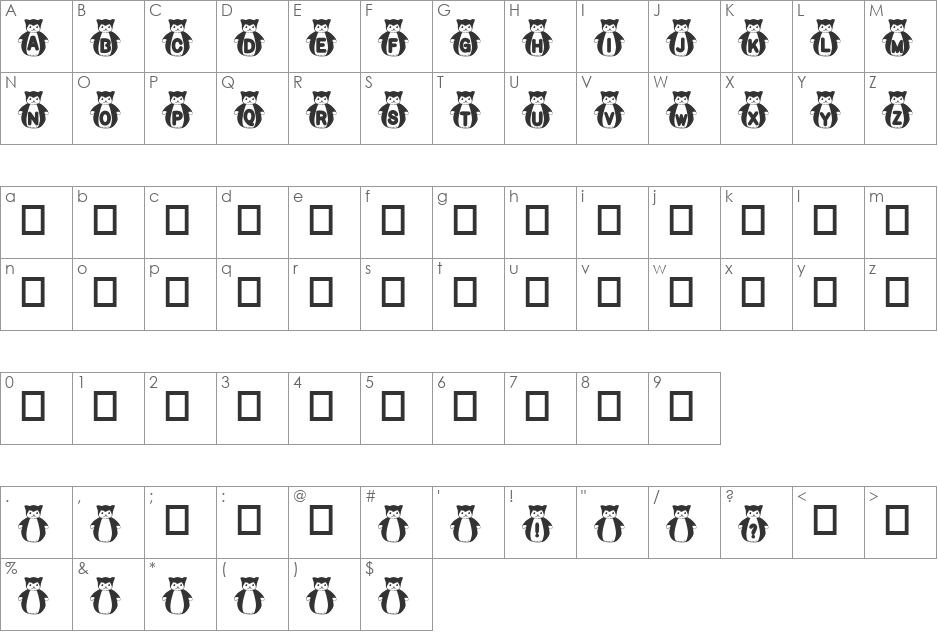 rmfatkatt font character map preview