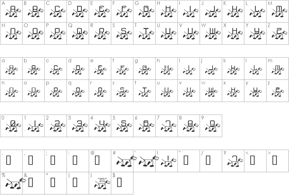 RMFido font character map preview