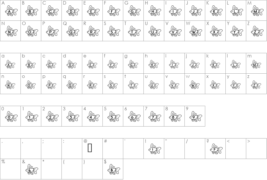 RMFish2 font character map preview