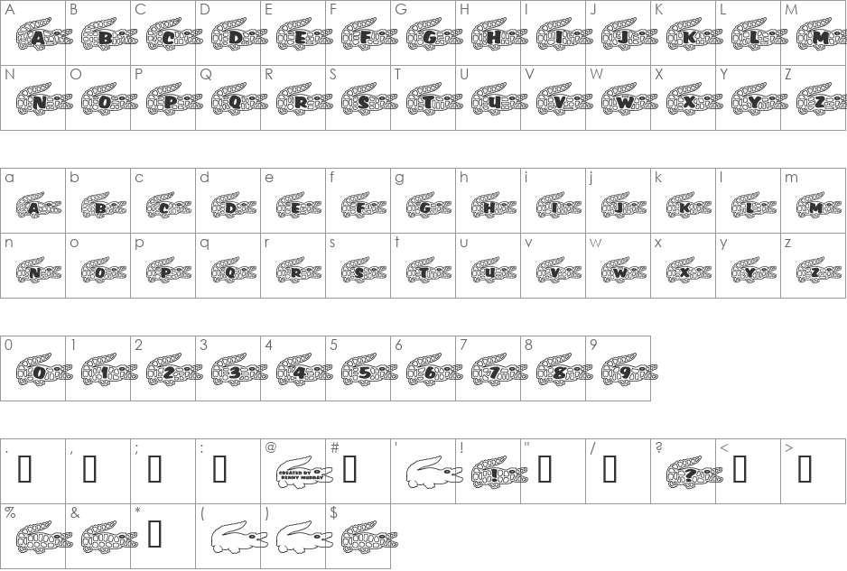 RMGator font character map preview