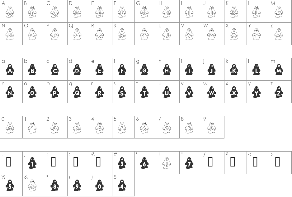 rmghost4 font character map preview