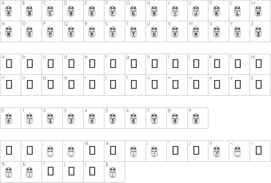 RMOwl font character map preview
