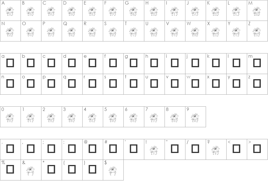 RMSSalpha font character map preview