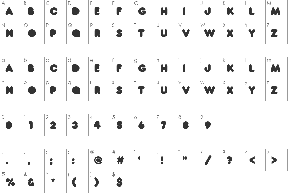 RNS  BARUTA BLACK font character map preview