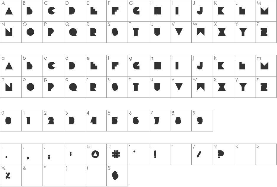 RNS Bobo Dylan font character map preview