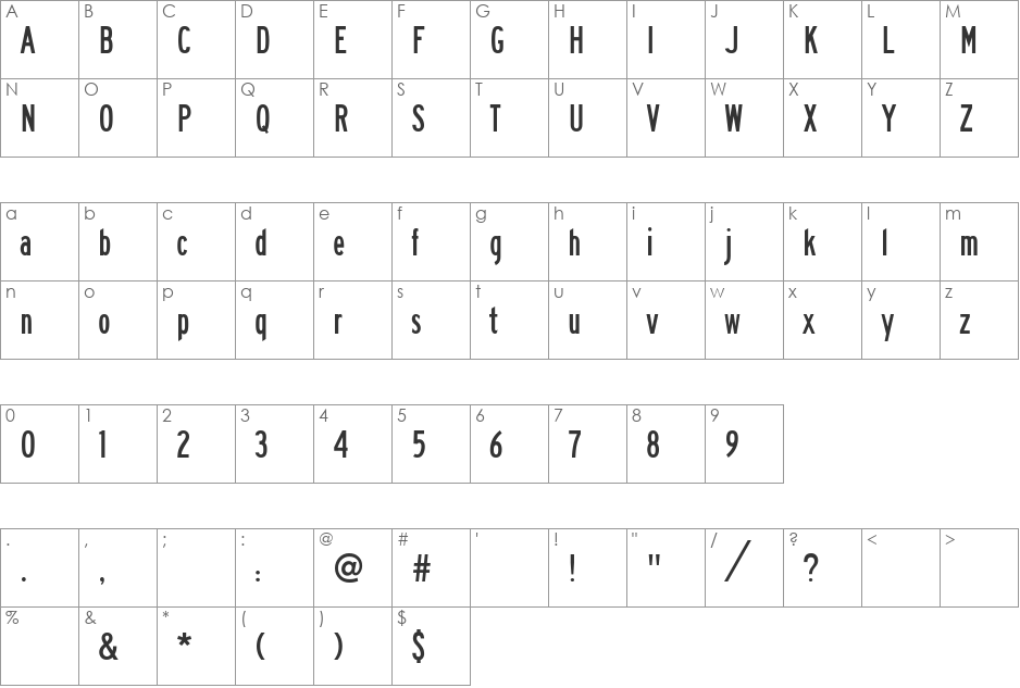 Roadgeek 2000 Series C font character map preview