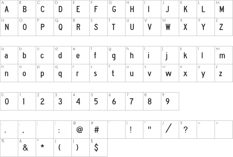 Roadgeek 2000 Series C font character map preview