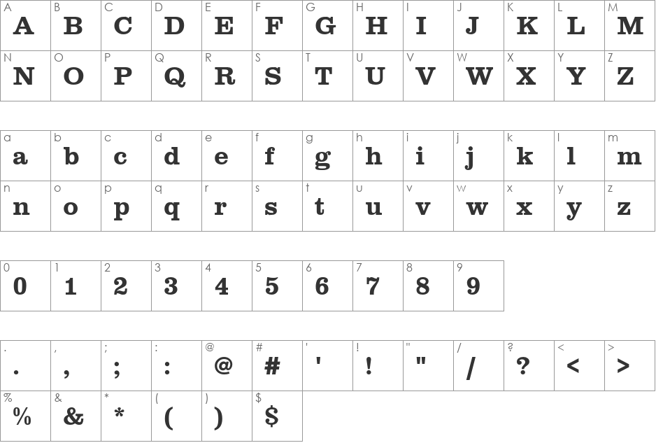 Roadgeek 2005 Old Parks font character map preview