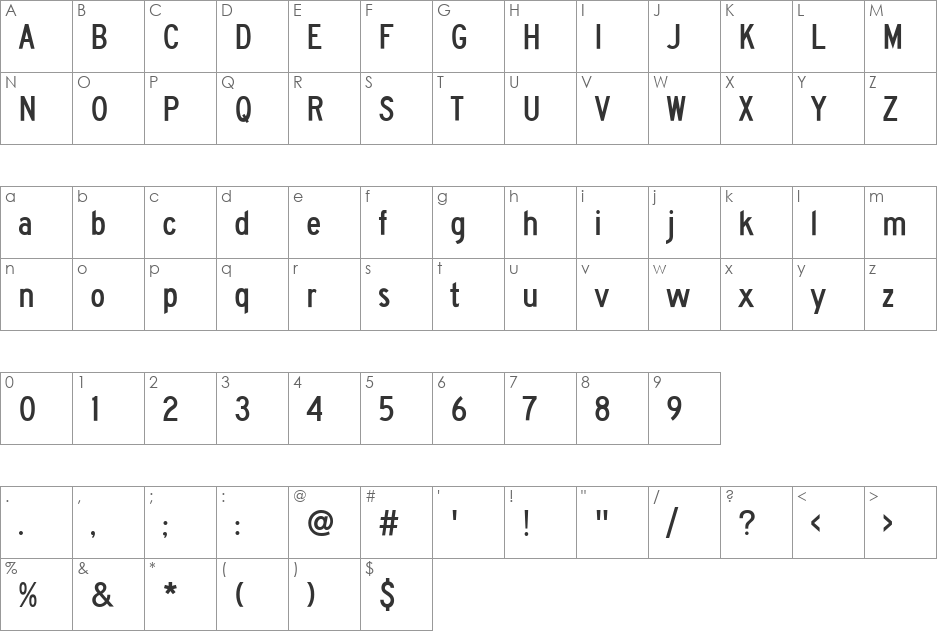 Roadgeek 2005 Series C font character map preview