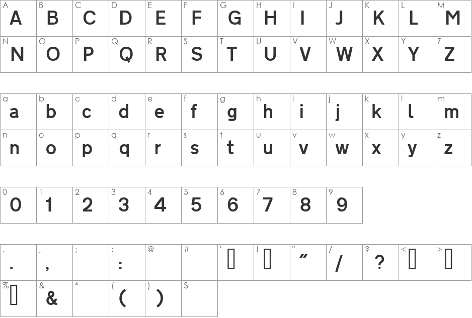 Roadgeek Transport Medium font character map preview