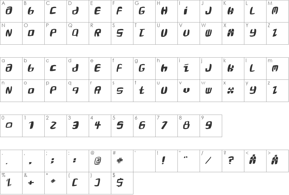 RoaringTwentiesTwo font character map preview