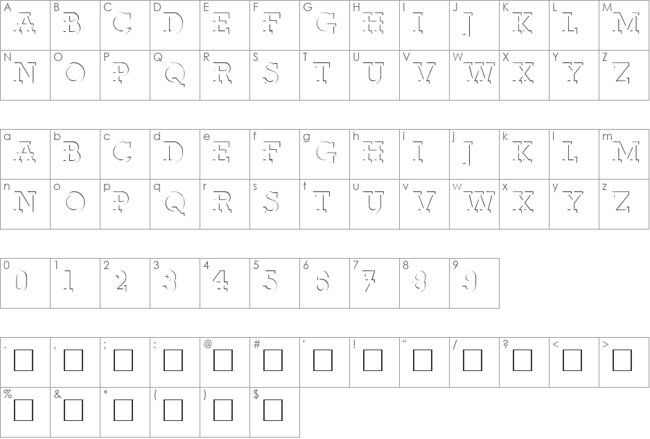 ROBERTO font character map preview