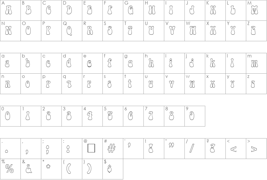 BalloonOpen font character map preview