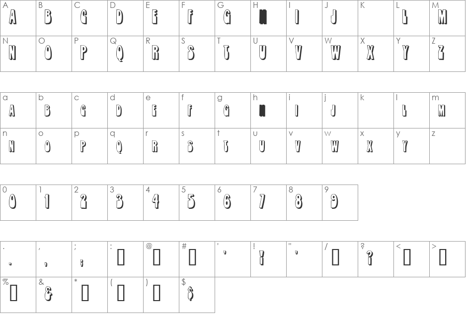 RobleSCapsSSK font character map preview
