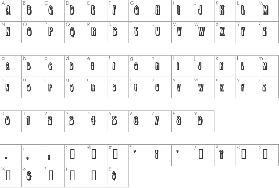 RobleSCapsSSK font character map preview